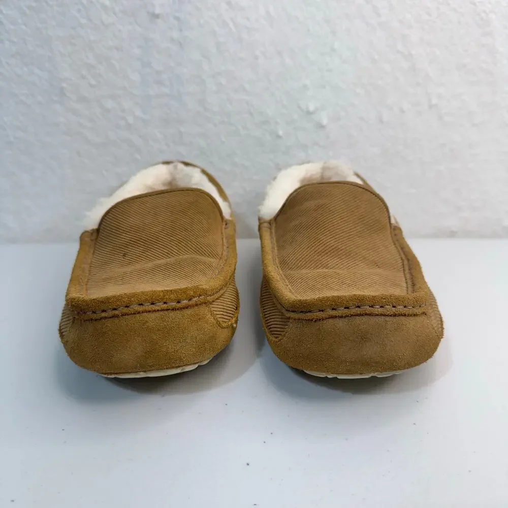 UGG Men’s Ascot Corduroy II Chestnut Sheepskin Suede Shearling Slippers Size 10